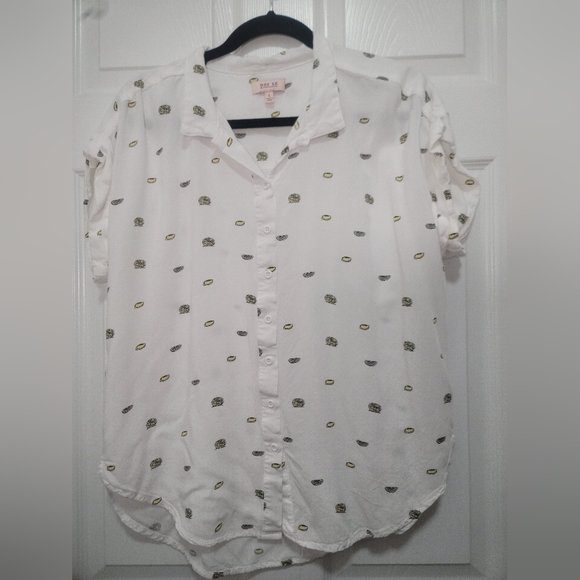 Per Se Elegant White Blouse with Black and Yellow Details - Picture 5 of 9